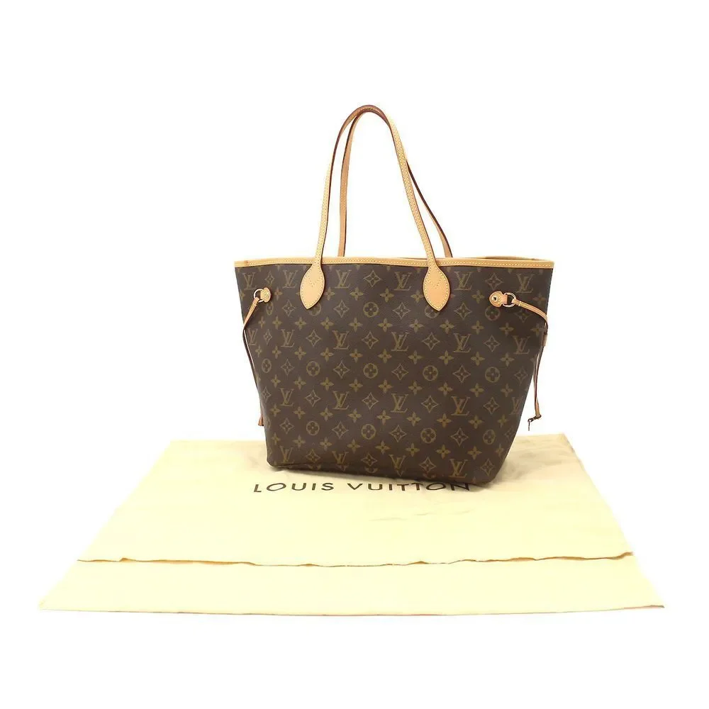 Louis Vuitton Monogram Neverfull MM Tote Bag Brown Beige